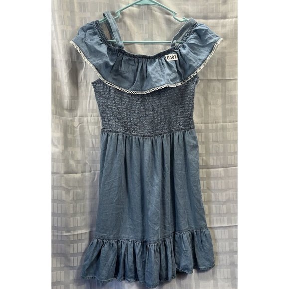 SO Women’s Off the Shoulder Ruffle Details Cinched Body Mini Dress Blue size M - Picture 11 of 14